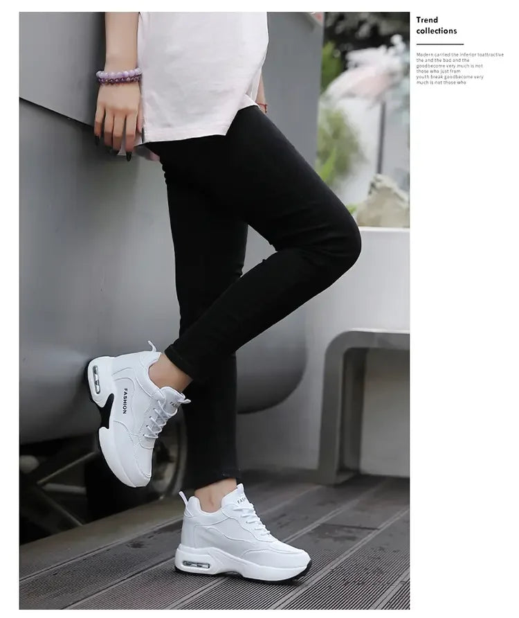 Women Sneakers Thick Soled White Height Increasing High-quality Sports Trend Fashion Walking Breathable Casual Shoes for Women