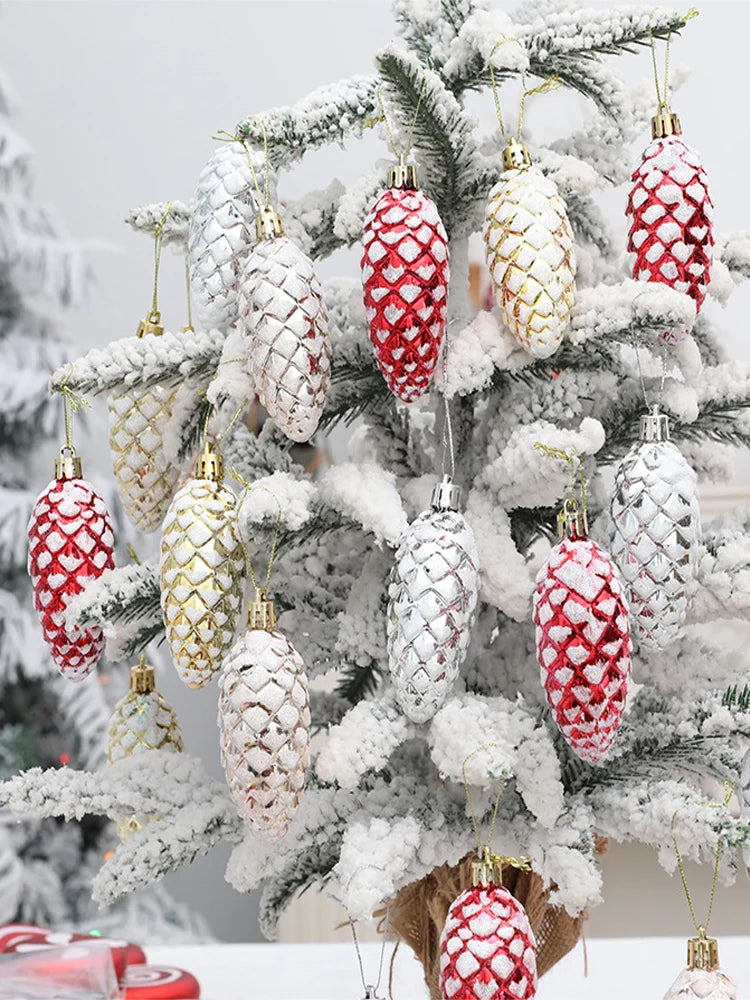 5 stücke Weihnachten Baum Anhänger Gemalt Tannenzapfen Kugeln Hängen Ornament 2024 Neue Jahr Noel Geschenk Navidad Weihnachten Home Dekoration