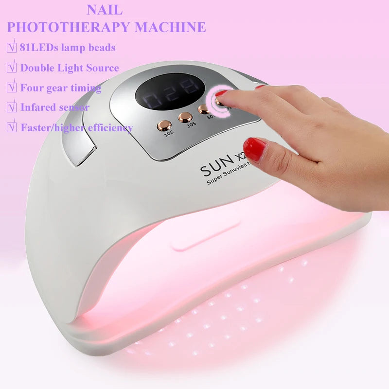 Big Power UV LED Lamp For Nails With 4 Timer Memory Function 81LEDs Lamp For Fast Gel Polish Drying Lamp Nail Equipment