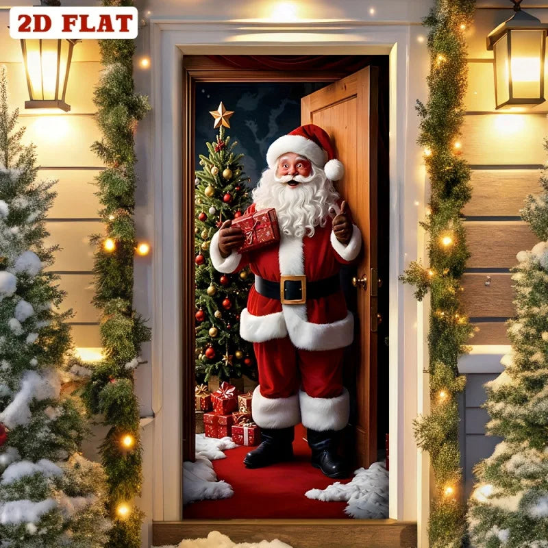 1Pc Christmas Door Hanging Decoration Featuring a Delightful Santa Claus Design; Suitable as a Home Entrance Decoration