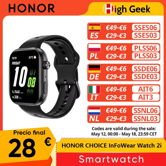 Global Version HONOR CHOICE InFoWear Watch 2i Smartwatch 1.85inches AMOLED Screen All-Day Health Monitoring Bluetooth Call