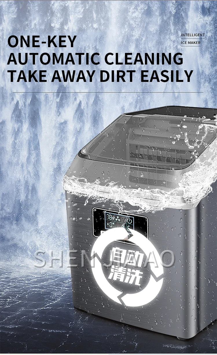 25kg/24h Automatic Electric Quick Ice Maker Commercial Household Milk Tea Shop Bar Desktop Portable Ice Cube Making