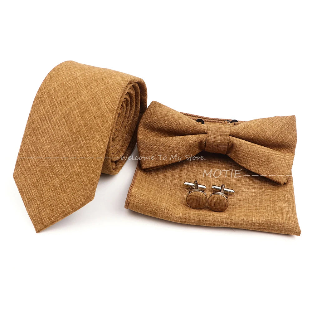 Neues Design 27-farbiger Männer-Accessories-Set: Klassische Baumwoll-Taschentuch, Manschettenknöpfe, Fliege für Hochzeit, Party, Geschenke