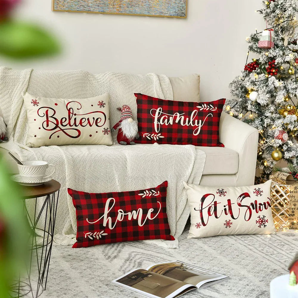 Merry Christmas Decorative Pillow Cover 30x50cm Linen Throw Pillowcase Christmas Cushion Cover Pillowslip For Sofa Home Decor