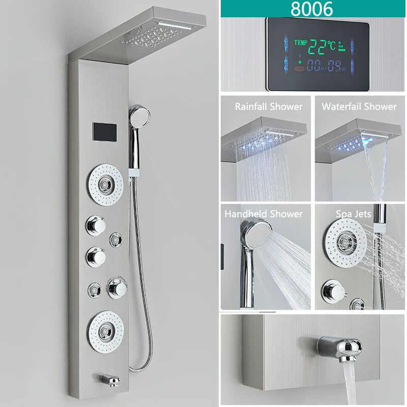 LED Duschsystem mit Temperaturanzeige - Regendusche Set mit Massage & SPA Funktion