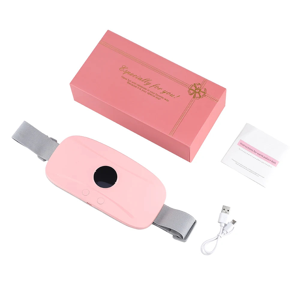 Menstrual Heating Belt 3 Gears Vibrating Electric Belly Massager Period Pain Relief Waist Stomach Abdominal Warming Belt Pad