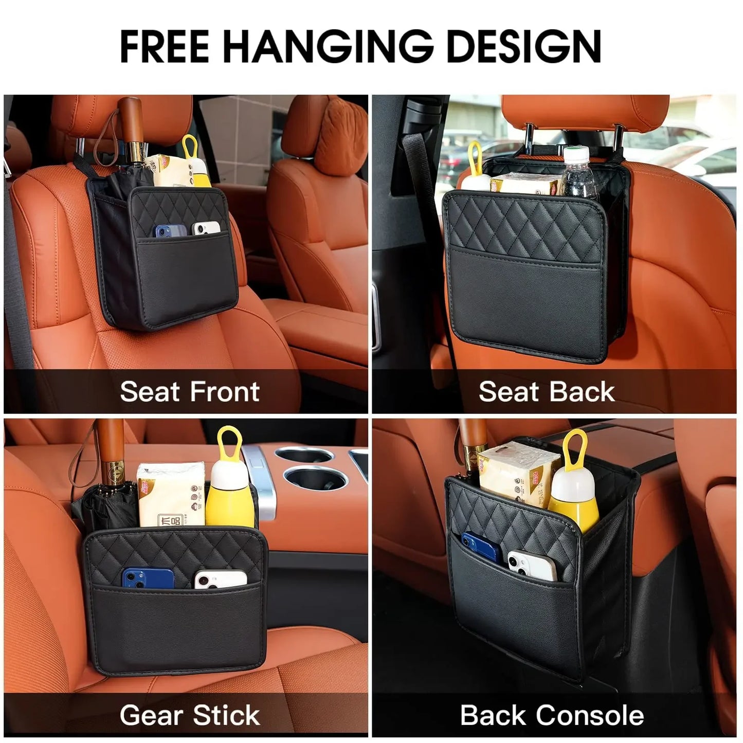 Multifunktionale Auto Sitzrücken Aufbewahrungstasche - Leder Speichertasche Mülltasche - Aufbewahrung Mülleimer für die meisten Modelle