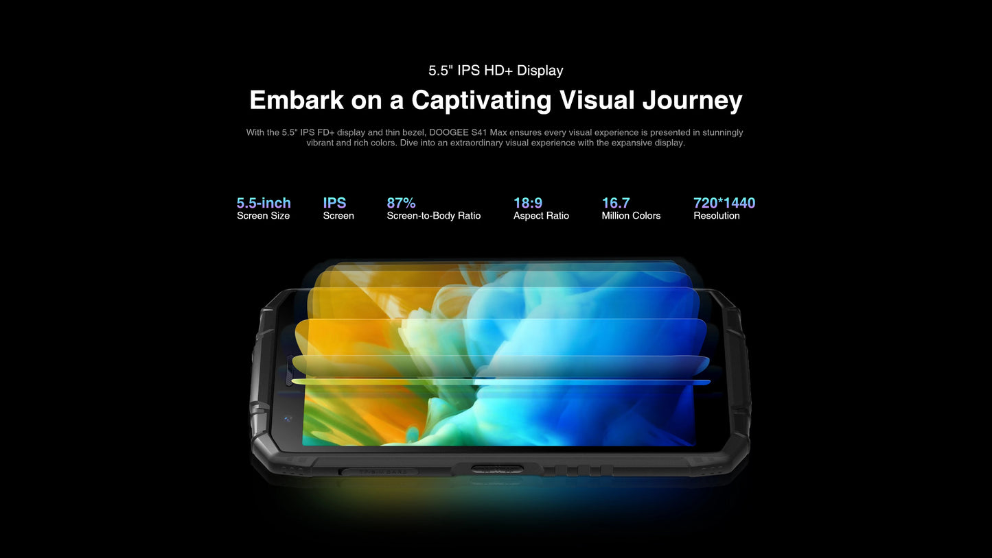 Doogee S41 Max robustes Smartphone 6GB + 256GB T606 Display HD + Batterie 6300mAh 13MP + 8MP Android 13 NFC/OTG/Dual SIM