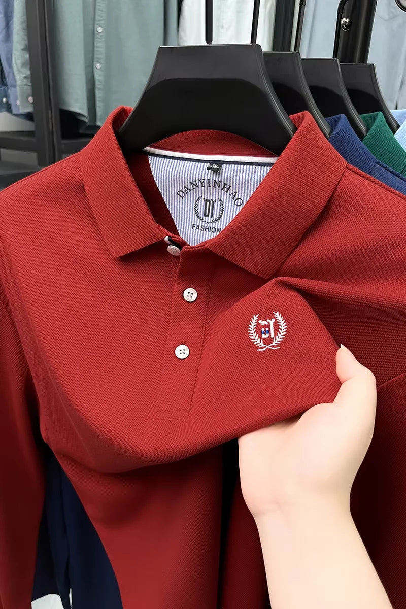 Tricou cu mânecă lungă și brodat Eleganza Polo - Mărimea M, amestec de bumbac