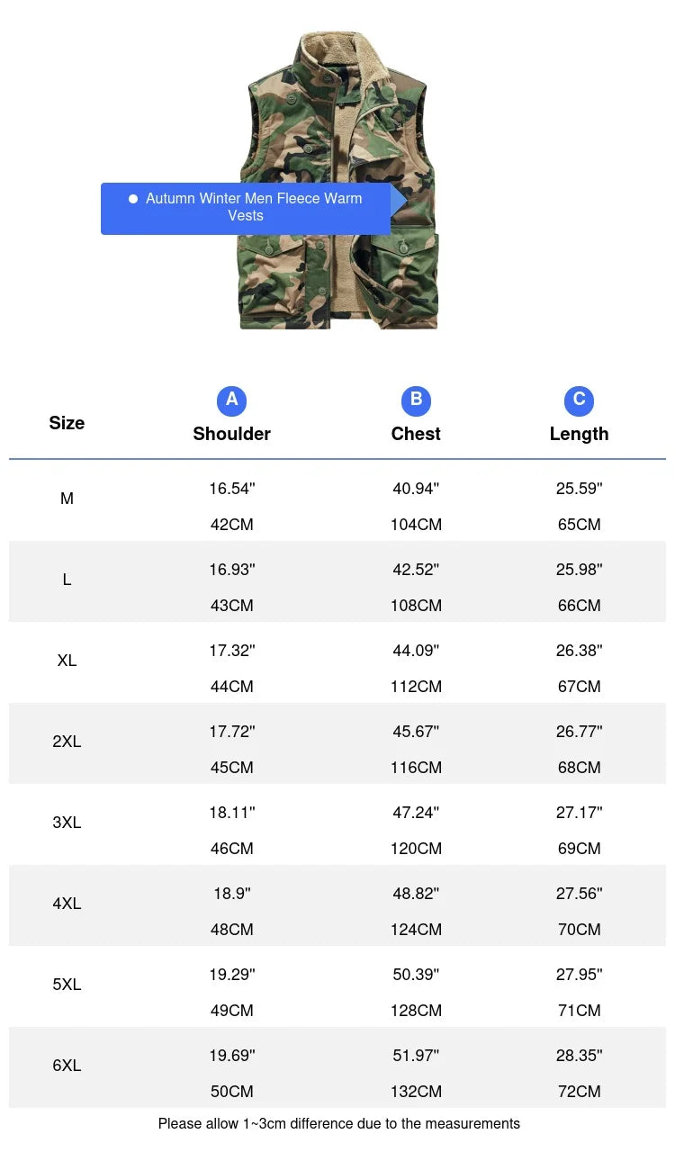 DIMUSICN Fleece Weste Warme Gepolsterte Stehkragen - Größe 6XL, Winddicht, Taschen