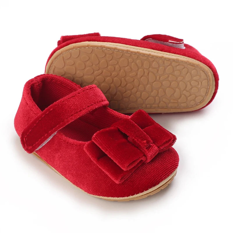 Baby-Prinzessinnen-Schuhe 2025: Velvet-Bow Flat-Shoes - First Step Collection