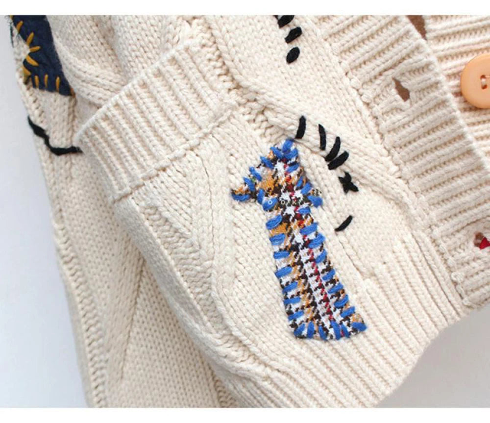 WonMiracle V-Neck Strickjacke Cardigan - Polyester Größe L