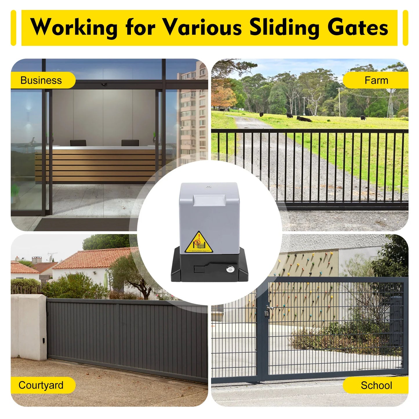 750W Sliding Electric Gate Opener Max 1600kg 1400RPM Silent Automatic Electric Motor Kit With Remote Control & Keys