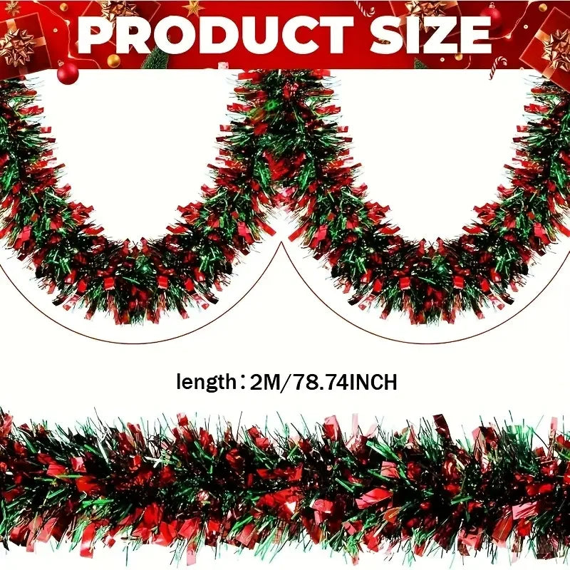 1/3/5Pcs 2M Weihnachten Streifen Band Rot Grün Lametta Girlande Weihnachten Baum Hängende Ornamente Hause dekoration Neue Jahr Party Liefert