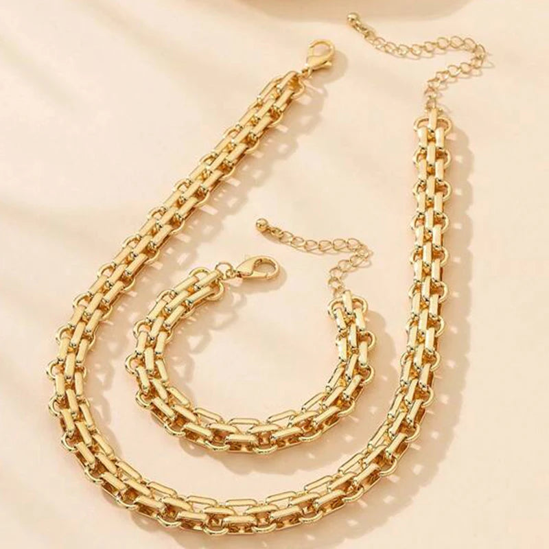 ObegaChoice Goldene Link Kette Punk - Kupfer Metall 50cm