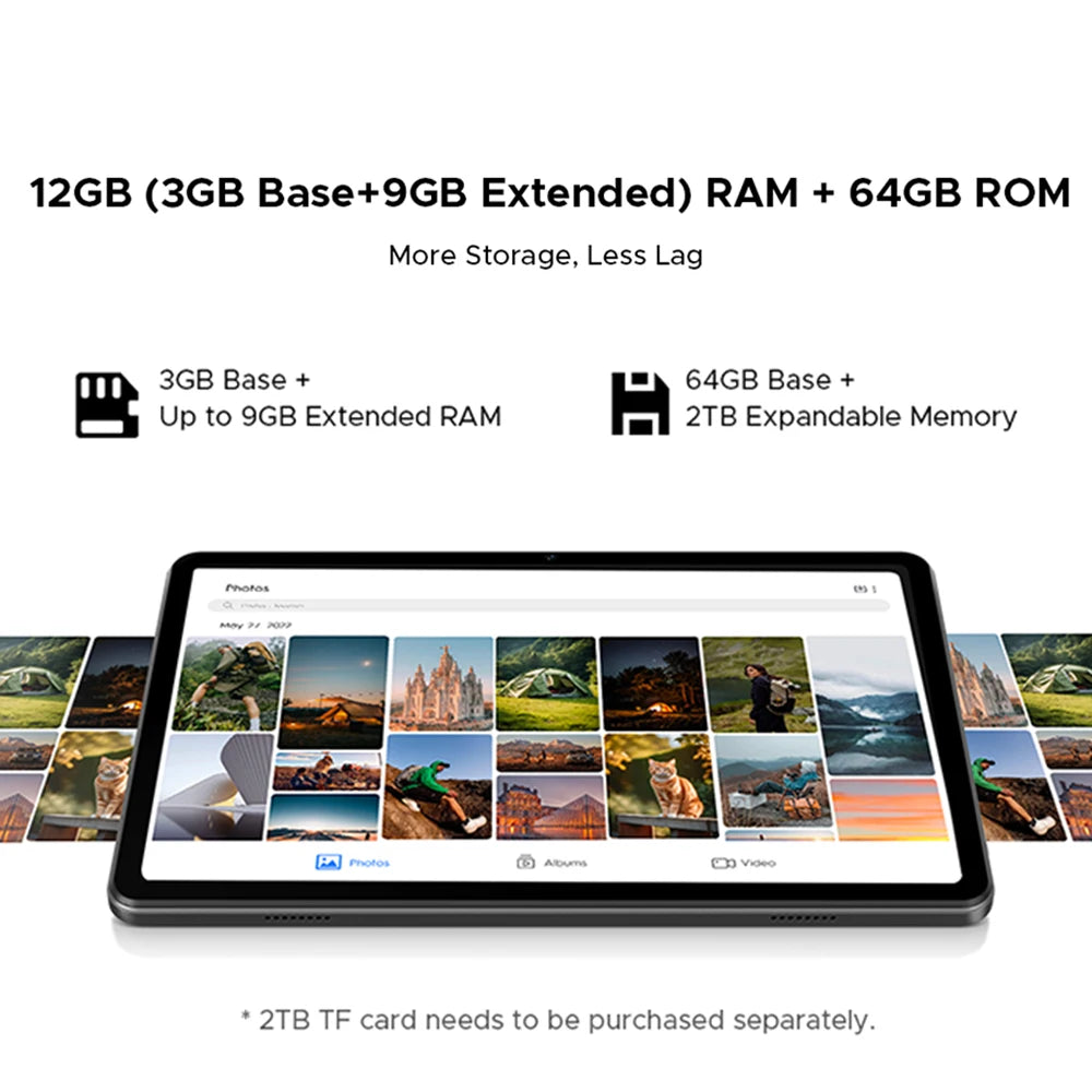 DOOGEE Tab A9 Tablet HD-Display - 12GB RAM 6580mAh 10,1 Zoll