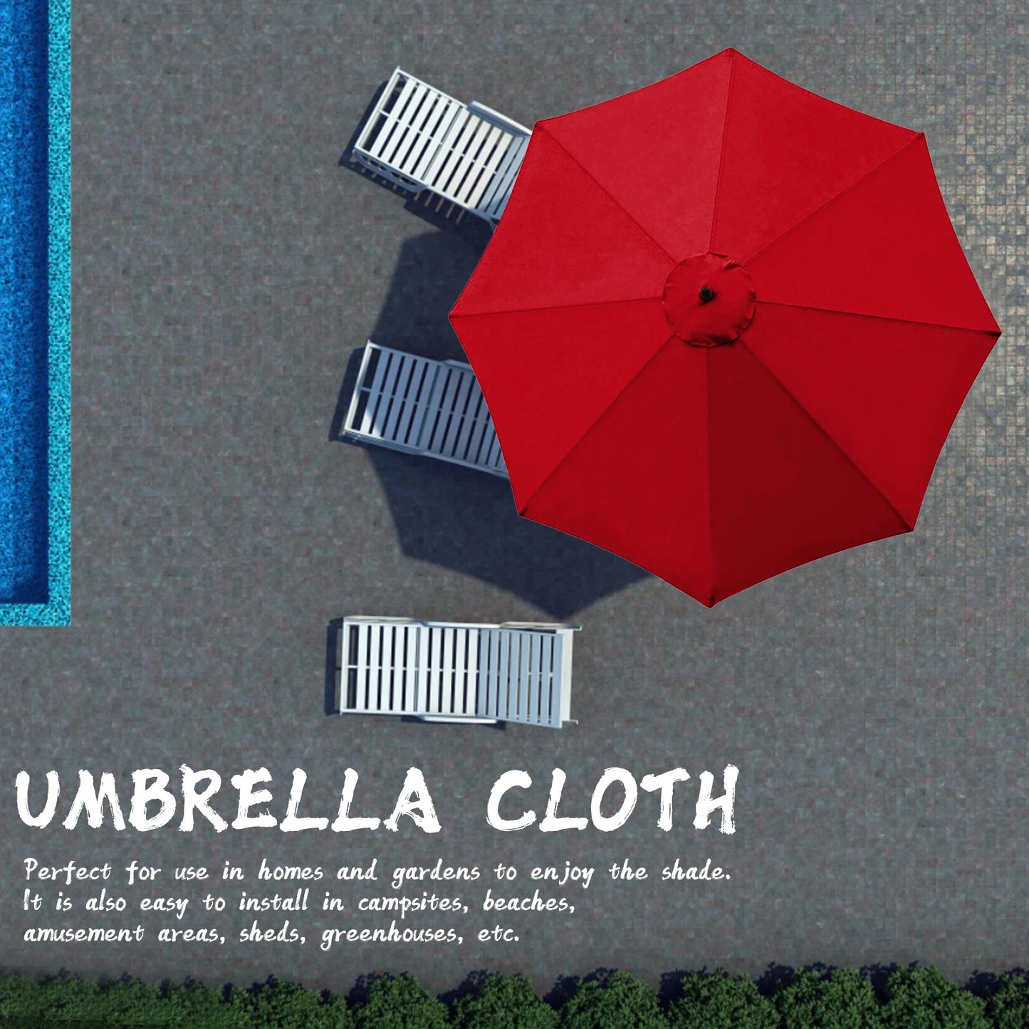 Waterproof Sun Shade Canopy Cover for 6 or 8 Bones Parasol Replacement Fabric Garden Shelter