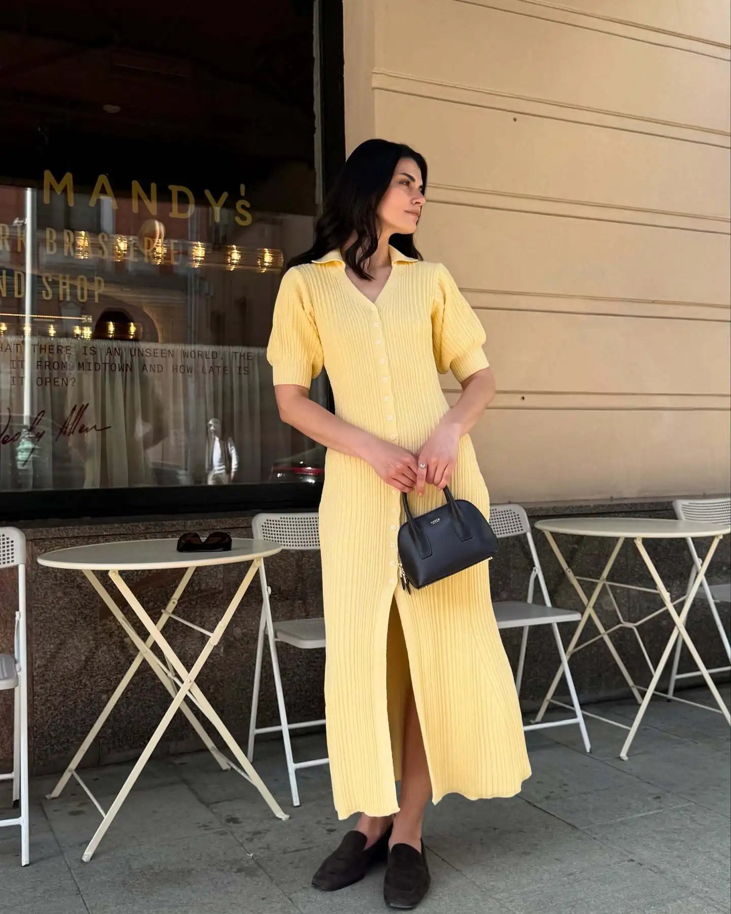 Tornova Lang Strickkleid Puffärmel - Größe Einheitsgröße, Material Polyester Spandex, Knöchel-Länge