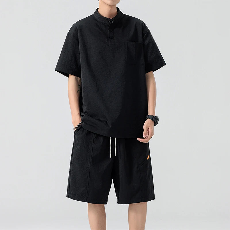 TIKALIACN Zweiteiler Sommer Kurzarm - Polyester M L