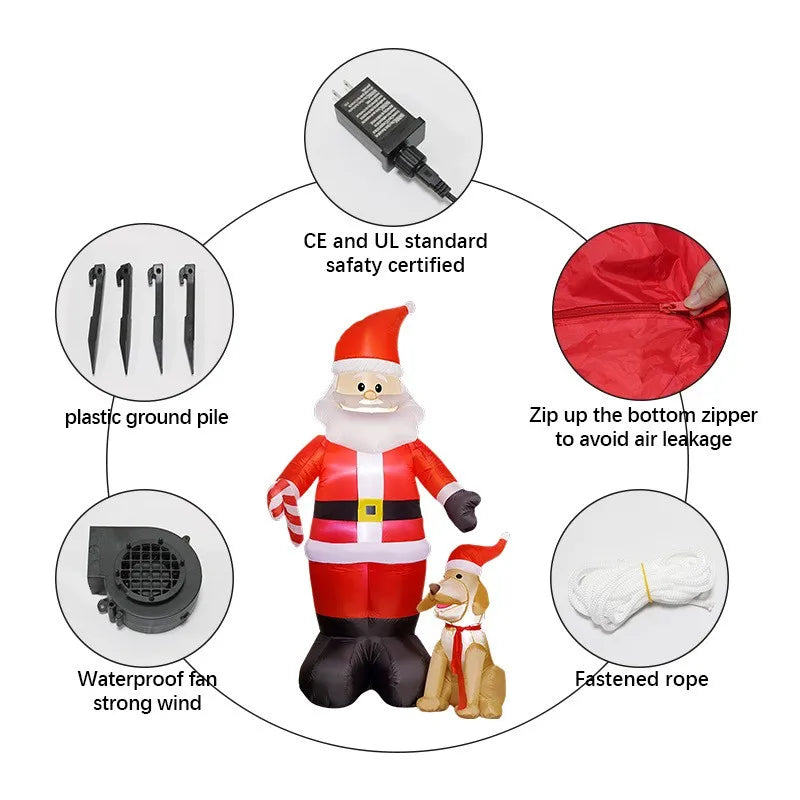 Christmas Inflatable Model,climbing Wall Santa Claus Glowing Inflatable Model, Outdoor Garden Scene Decoration Hanging Ornaments