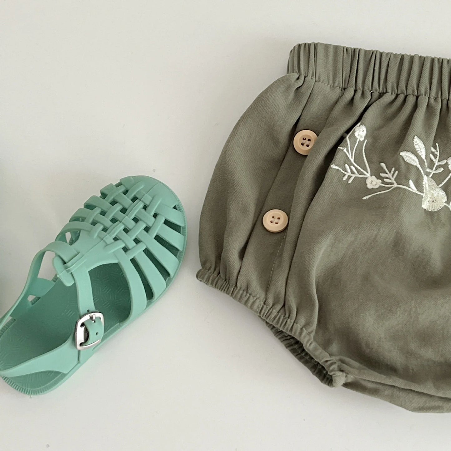 Infant Baby Girls Short Sleeve Green Printing Tops Shorts 2Pcs Clothing Sets Summer Baby Girls Children's Clothes Suit 0-3Yrs