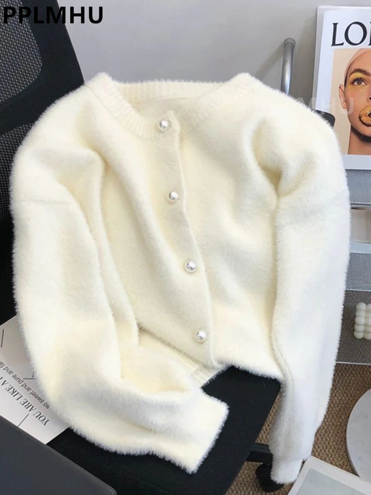 PPLMHUCN Imitationspelzstrickjacke ONeck - Größe M,Plüsch