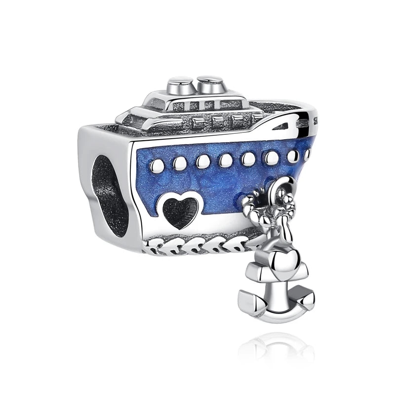 Originale 925 Sterling Silber Charms Liebe Reise London Bus Koffer Paris Perlen passen für Pan Armbänder Halsketten Frauen DIY Schmuck