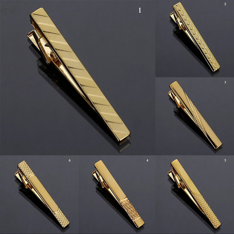 Men Jewelry Pin Clasp Necktie Clip Fashion New Hot-selling Metal Gold Tie Clip Business Formal Wear Groom Wedding Decoration