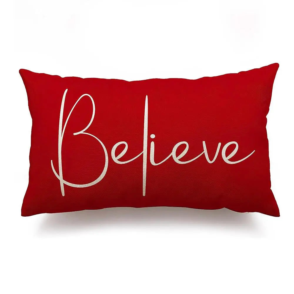 Merry Christmas Decorative Pillow Cover 30x50cm Linen Throw Pillowcase Christmas Decorations Home Decor Bedroom Cushion Cover