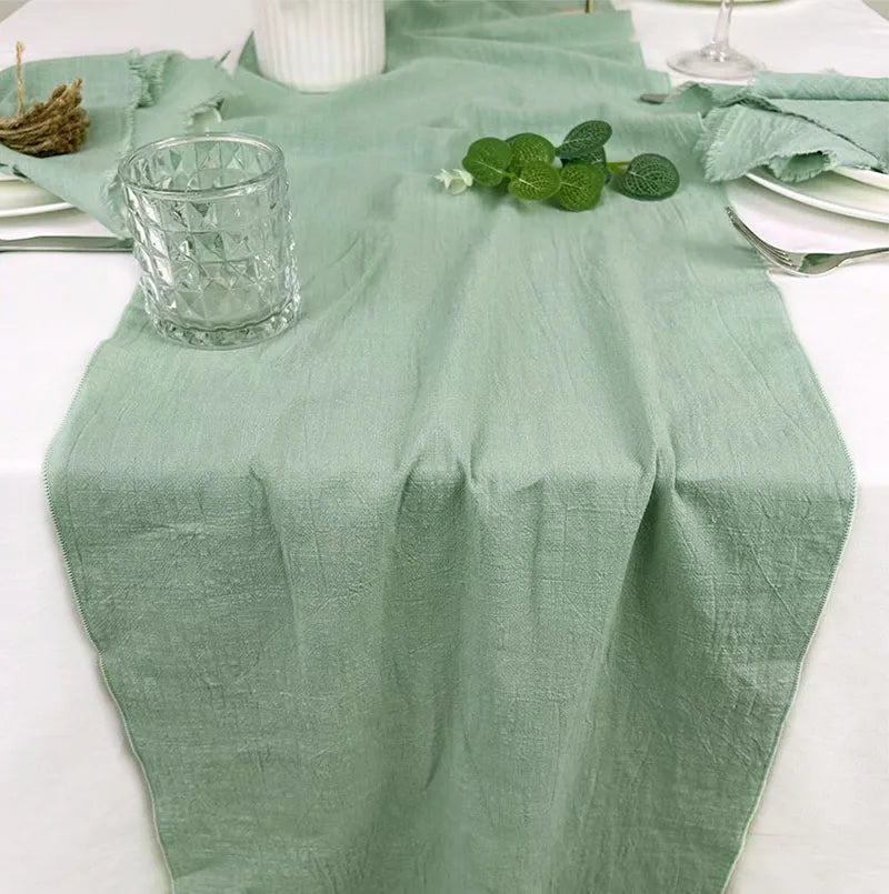 Christmas Table Runner Christmas Green Decoration for Home Xmas Party Decor 100% Cotton Table Runner for Wedding Table Decor