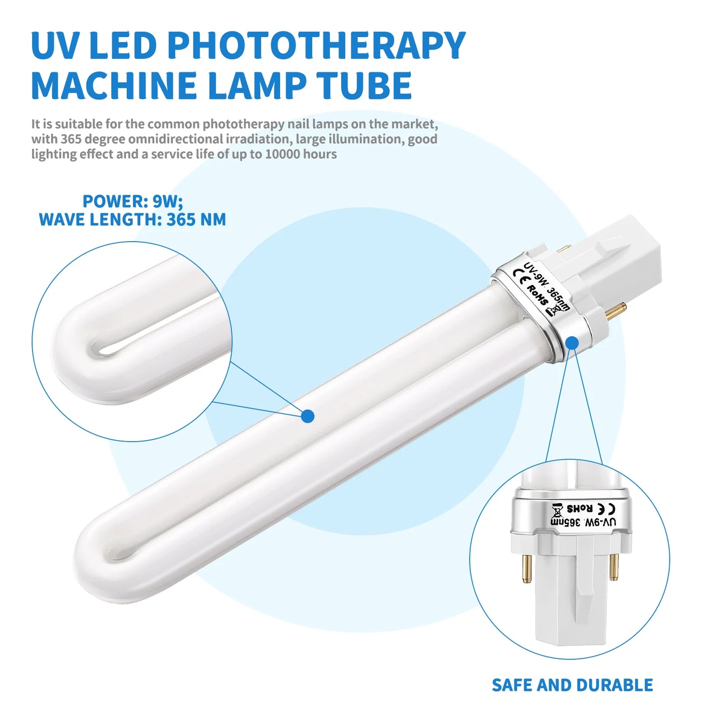 NailPro U Lampe UV 9W 365nm - 4er Pack Uförmig Für Maniküre