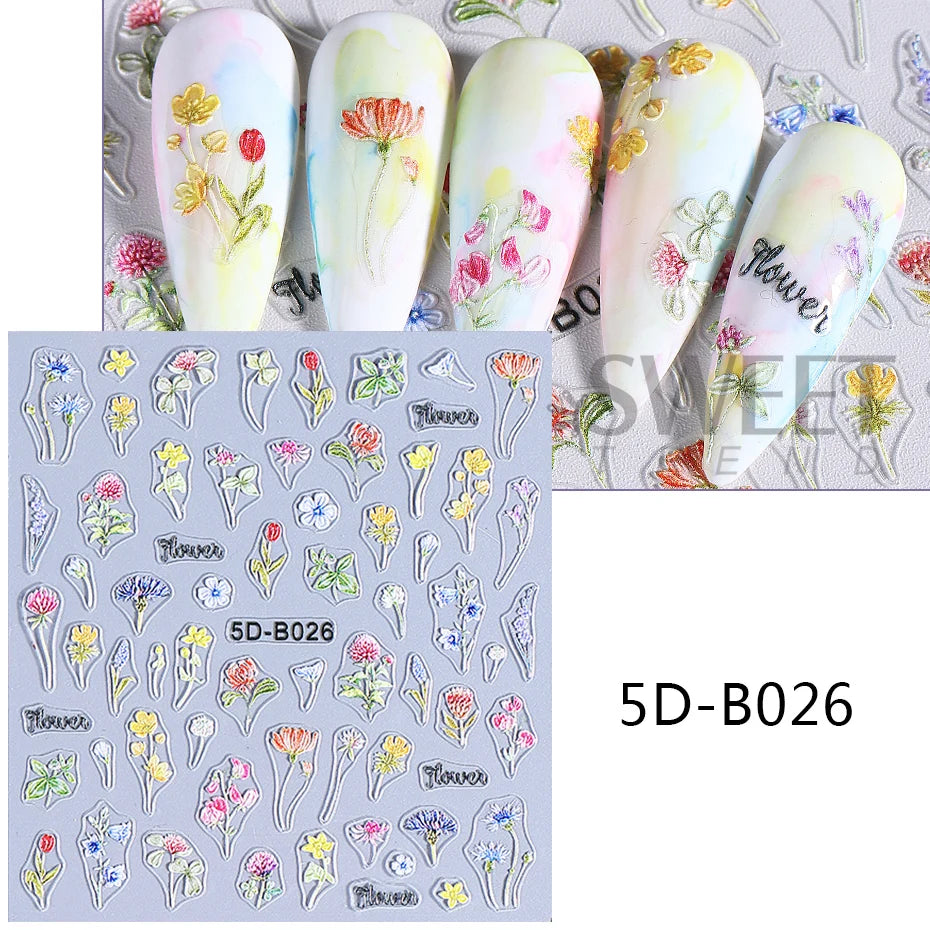 SWEET TREND 5D Relief Nagelsticker - Texturiert 24 Stück