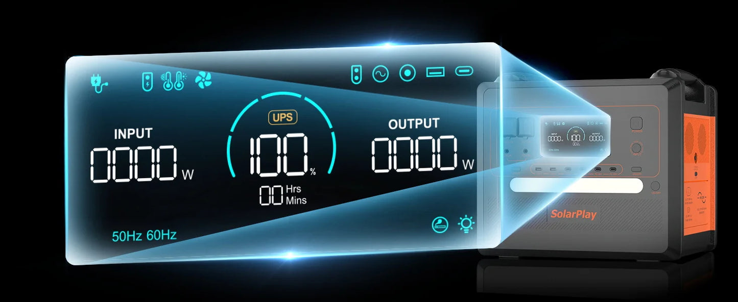 Powerstation 2025: SOLARPLAY 2500W Electric Power Station Q2402M - Energy Storage 2304WH Home Lifepo4 Battery UPS Mode Camping Accessories Outdoor Collection
