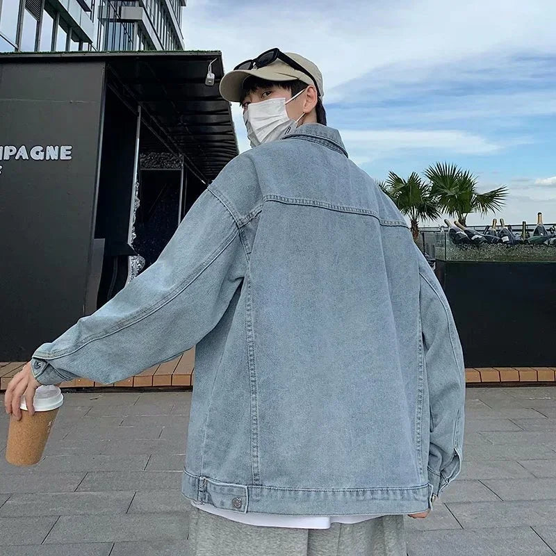 Bakorobaty Jeansjacke Einreihig Retro Locker - Blau Regular