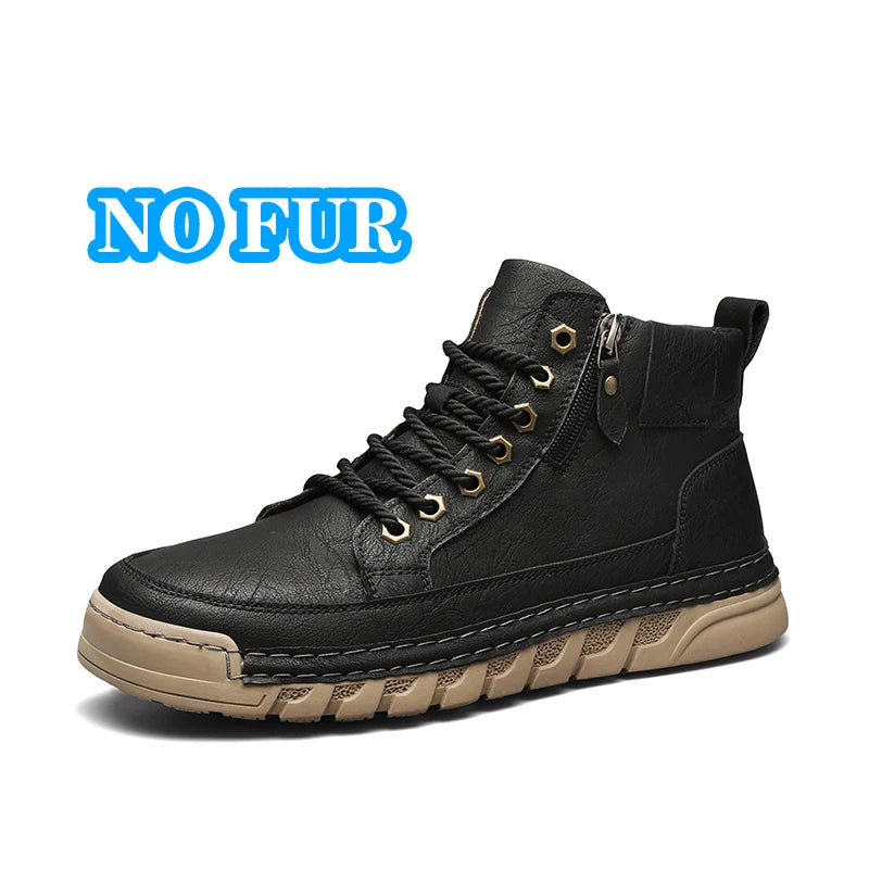 Yeinshaars Travel Casual Leder Stiefeletten Warm - Größe 42, Leichtes Gewicht, Antirutsch-Sohle