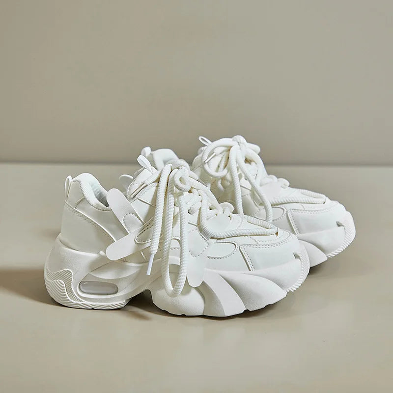 Shijunyi Dicke Sneaker Atmungsaktiv - Plateau 3cm Schnürung