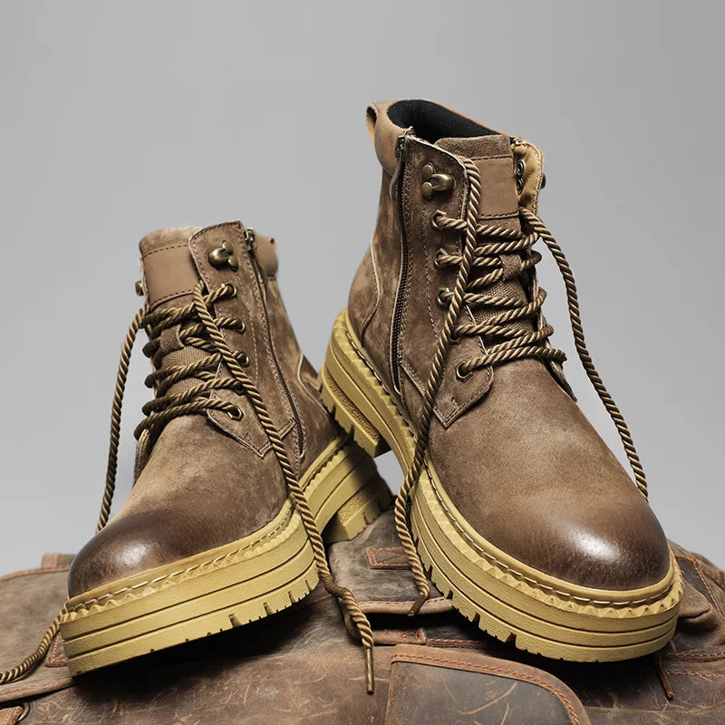 YeinshaarsCN Suede Leder High-Top - Größe Knöchel Rutschfeste Sohle