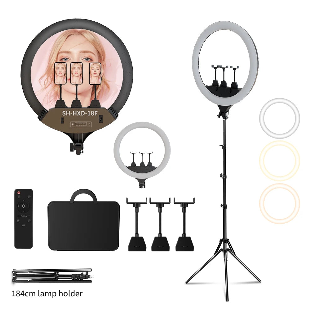 SH Upgrade 18inch Ring Light  Selfie LED Video Lamp With Tripod Stand Phone Clip For YouTube Live Light Photo Photography Studio
