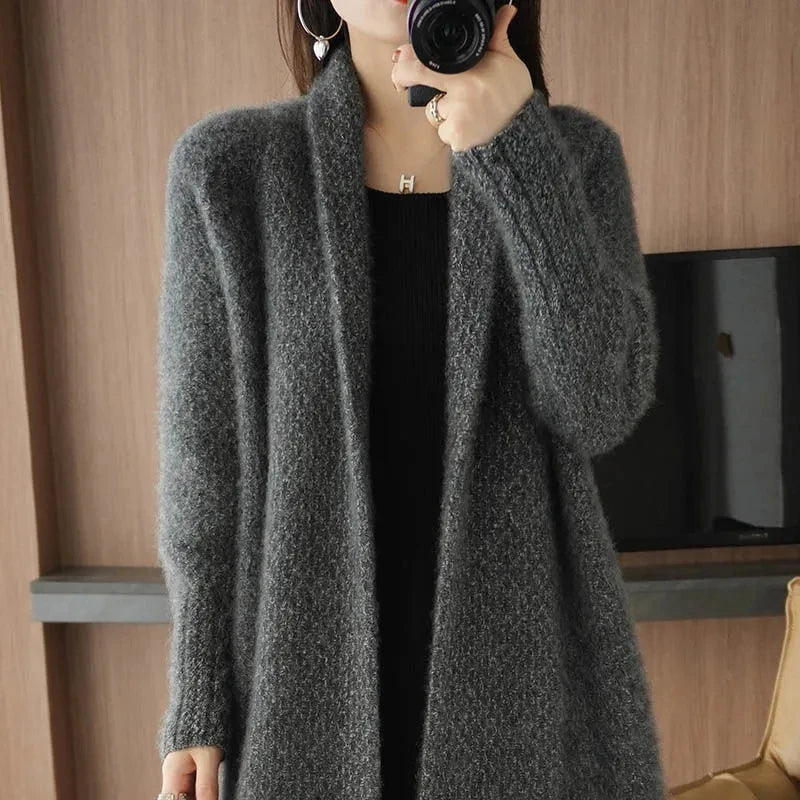 Yipn.igacoyou Cardigan Strickjacke Locker - Länge 66 cm Größe S-XL