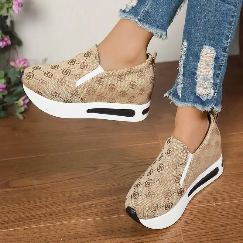 Damen Sneakers 2025 - Fashion Embroidered Platform Spring Comfort Slip On Walking Shoes