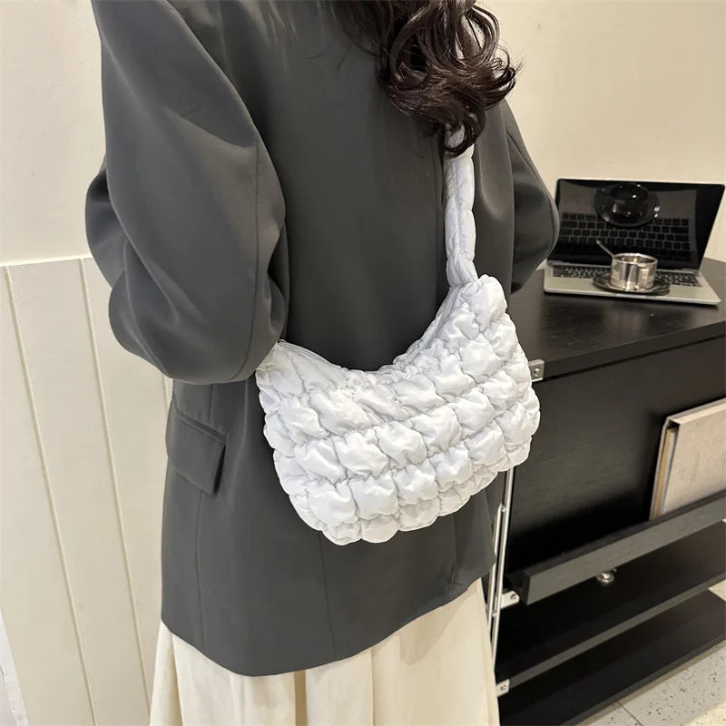Quilted Padded Crossbody Bag for Women Pleated Bubbles Cloud Shoulder Bags Large Tote Bucket Designer Bag Ruched Handbags 2024