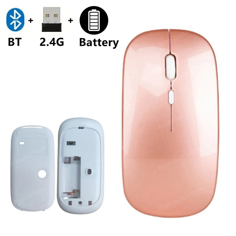 Wireless Maus Slim Bluetooth-kompatibel 2.4G Computer-Mäuse Portable Rechargeable/Battery Cordless Maus für iPad Laptop Desktop