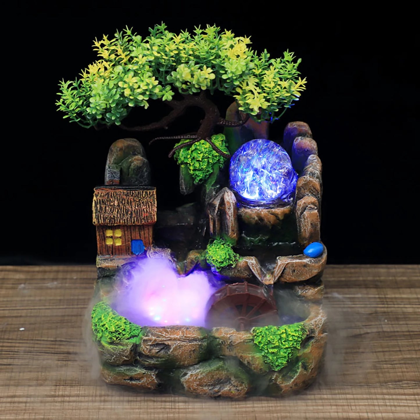 Desktop Fountain Simulation Resin Desktop Fountain Rockery Decor Atomizing Home Ornament Decoration Home Ornament Table Ornament