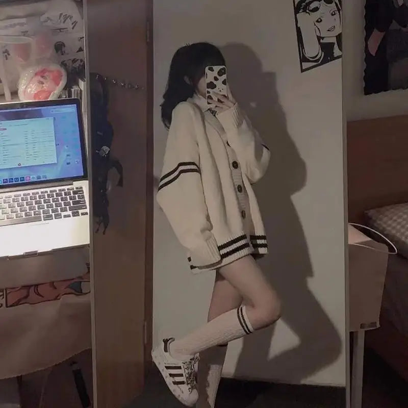 Altayskiy Cardigan Beig Patchwork Korea Stil Lovely Cozy - Regular Länge Gewicht 120–220 g/m² Knopfverschluss