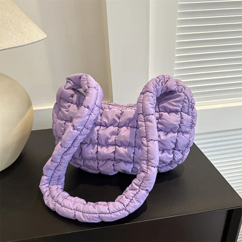 Quilted Padded Crossbody Bag for Women Pleated Bubbles Cloud Shoulder Bags Large Tote Bucket Designer Bag Ruched Handbags 2024