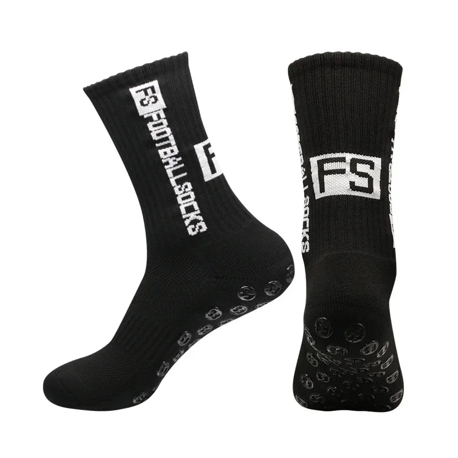 FS Fußballsocken Neuer Stil Runder Silikon-Saugnapf-Grip Anti-Rutsch-Soccer-Socks-Sports-Männer-Frauen-Baseball-Rugby-Socks