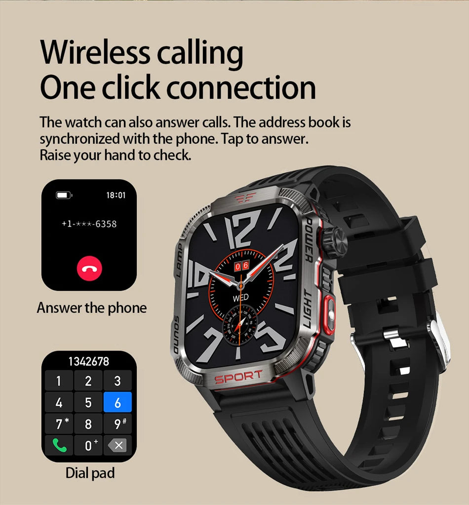 Smartwatch 2025: Outdoor-Military GPS-Sports - Flashlight Compass Collection