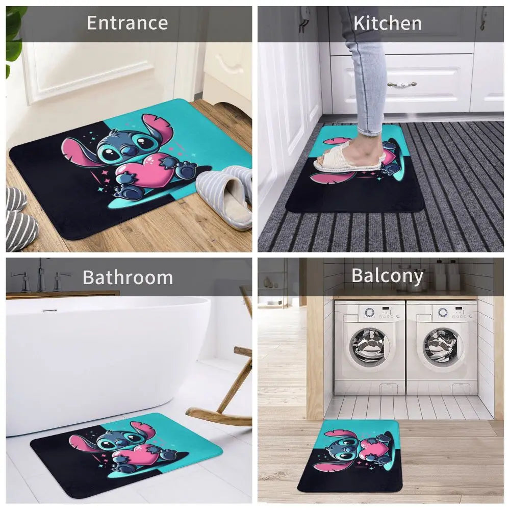 Custom Cartoon Stitch Floor Door Kitchen Bathroom Mat Anti-Slip Outdoor Doormat Bedroom Balcony Entrance Rug Carpet Footpad