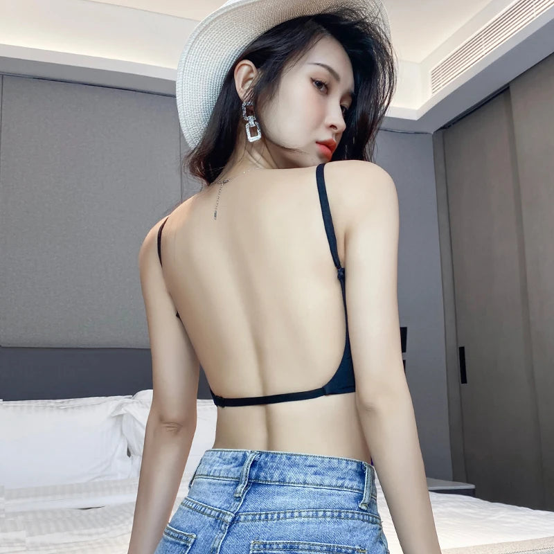 Backless Bra Invisible Bralette Lace Wedding Bras Low Back Underwear Push Up Brassiere Women Seamless Lingerie Sexy Corset Bra
