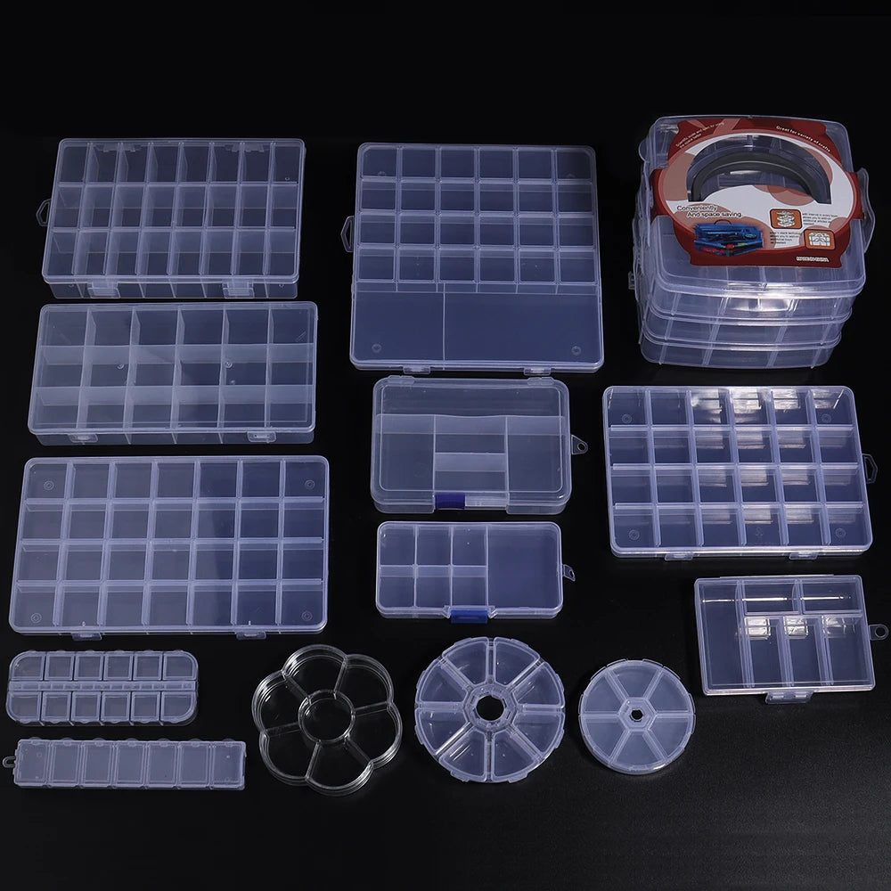 Plastik Schmuck Boxen Plastik Werkzeug Box Verstellbar Handwerk Organizer Lagerung Perlen Armband Schmuck Boxen Verpackung Großhandel